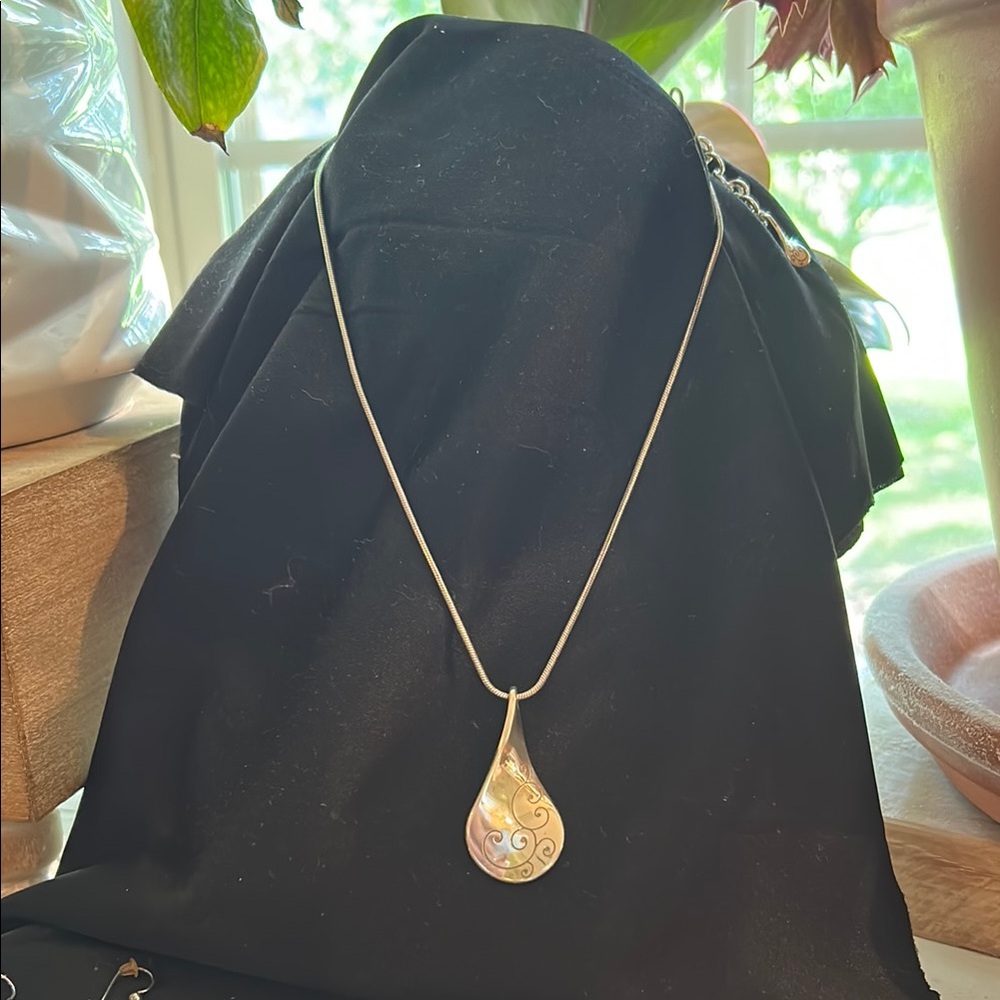 Brighton Silver Necklace with Twirl Pendant